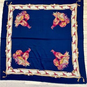 Norma Dori wrap/scarf. Pheasant art. Extra large 45x45”. Vintage, made in Italy